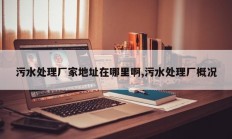 污水处理厂家地址在哪里啊,污水处理厂概况